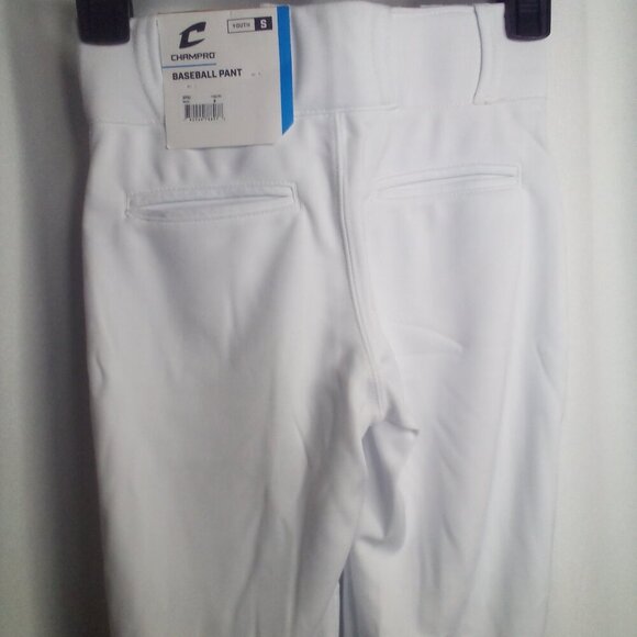 Champo Baseball Pants Youth S Belt Loops Snap Zipper White - Picture 3 of 11